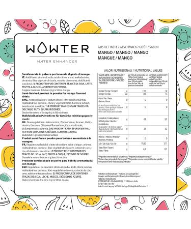 Wowter by AMZ Better - Mango Flavor Water Powder Sugar-Free Calorie-Free Gluten & GMO Free 24 Sachets (2 Pack) - Made in Italy - Buy Online on GoSupps.com