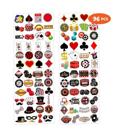 Casino Theme Temporary Tattoos - 8 Sheets 96 PCS Cute Tattoo Stickers for Kids Party Decor & Favors - Buy Online on GoSupps.com