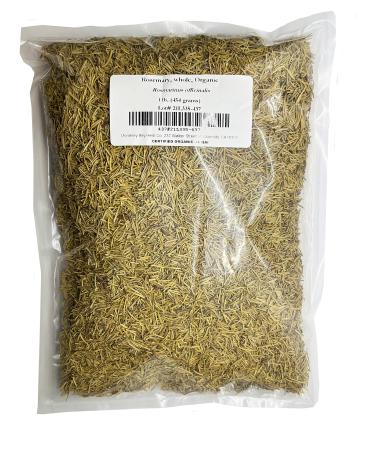 Rosemary Whole CERTIFIED ORGANIC 1 LB Bag  Whole Cut and Sifted 100% NATURAL KOSHER (Rosmarinus officinalis) (1-BAG) 1 Pound (Pack of 1)