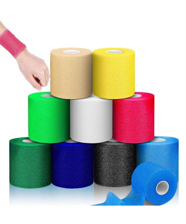 9 Pieces Foam Prewrap Athletic Tape Sports Wraps Prewrap and Athletic Tape Pre Wrap Tape Breathable Sports Tape Pre Wrap for for Ankles Wrists Hands and Knees 2.75 Inch x 30 Yards 9 Colors