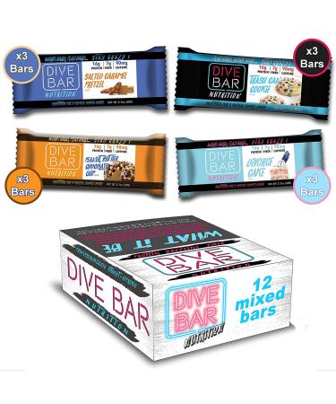 Dive Bar Nutrition Caffeinated Protein Cookie Bars - Variety Pack of 12 Bars - Fuel Your Life with Good Taste - Buy Online on GoSupps.com