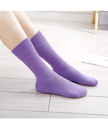 Kayhoma Extra Soft Cotton Diabetic Socks for Women 9-12 - Loose Fitting Crew Socks - Black, White, Blue, Purple - Buy Online on GoSupps.com