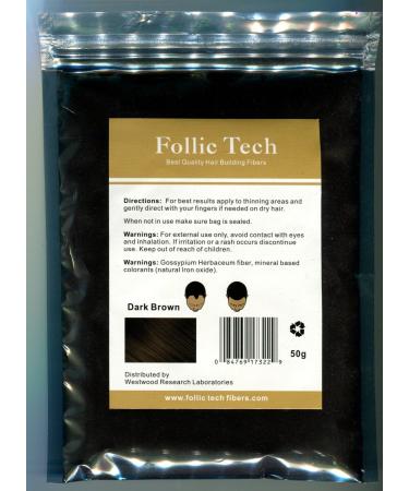 Follic Tech Hair Building Fibers Dark Brown 50 Grams Highest Grade Refill That You Can Use for Your Bottles from Competitors Like Toppik   Xfusion   Miracle Hair