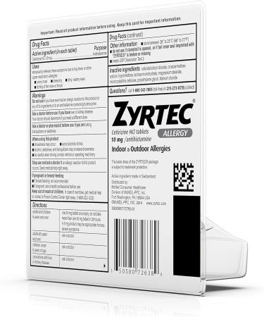 Zyrtec 24 Hour Allergy Relief Tablets 10 mg - 45 ct - Buy Online on GoSupps.com