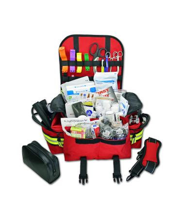 Lightning X Small First Responder EMT EMS Trauma Bag Stocked First Aid Fill Kit B Red