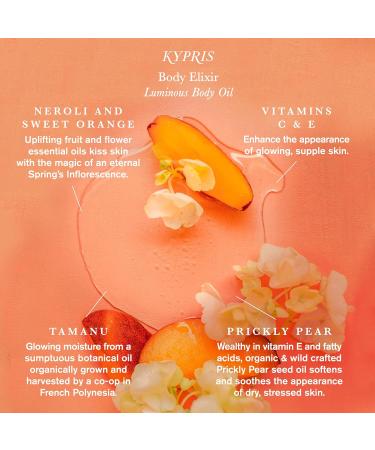 KYPRIS Body Elixir: Inflorescence Glowing Body Oil Moisturizes & Soothes Vitamin C Ester THD + E & Organic Neroli (3.38 fl oz / 100 ml) - Buy Online on GoSupps.com