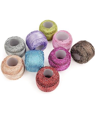 Kurtzy Colourful Glitter Crochet Yarn Set - 10 Balls with Hooks - 950/1040 Yards of Sparkly Acrylic Yarn - Buy Online on GoSupps.com
