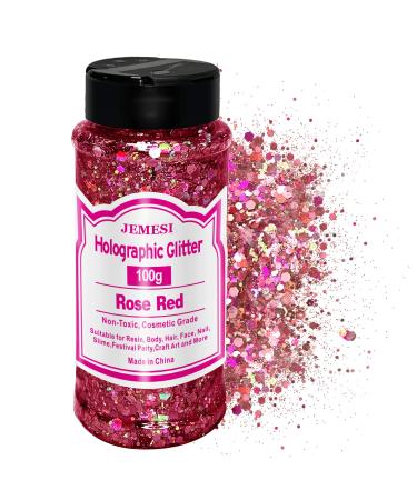 HOLOGRACHIC Chunky Glitter Rosenrot 100g Chunky Pillettes Glitter Craft Glitter for Harz Face Nail Body Slime Festival Party Art