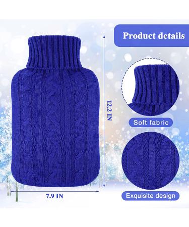 Knitted Hot Water Bottle Cover - 2 Pack - Ideal for Menstrual Cramps & Pain Relief - Royalblue/Grey - 2000 ml - Buy Online on GoSupps.com