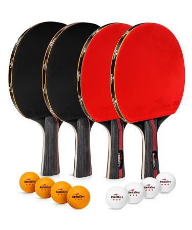 Ping Pong Paddle Set of 4 Rackets with 8 Balls - This Table Tennis Paddles Set with Accessories and Portable Carry case is Perfect for Professional Play and Amateurs - for Indoor or Outdoor use