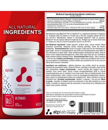 ATP LAB - Ultra 03 60 Softgels - Omega-3 Fatty Acid Supplements - MaxSimil Fish Oil Omega 3 Supplements - Cardiovascular Health - Buy Online on GoSupps.com