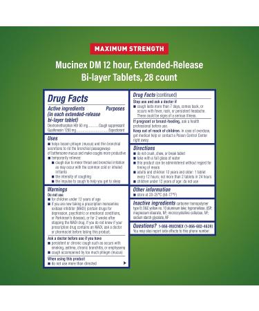 Mucinex DM Max Strength 12-Hr Expectorant & Cough Suppressant Tabs - 28 ct - Buy Online on GoSupps.com