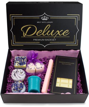 Brubaker cosmetics 8 Partial organic bathing chocolates gift set "Deluxe lavender" - noble - vegan - natural ingredients - handmade - including gift box lavender deluxe