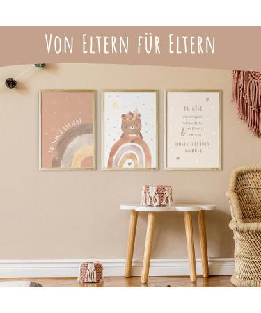 Eulentaler Boho-Style Children's Room Posters | Creative & Loving Designs | Bear Rainbow & Saying | A4 Wall Art Set for Girls & Boys (3 Pack) - Buy Online on GoSupps.com