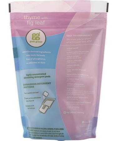 Grab Green Dishwashing Pods - 24 Count, Thyme Fig Leaf Scent, Plant-Based Grease Removal - Buy Online on GoSupps.com