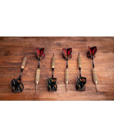 DartsFX Metal Tip Dart Set - 6 * 22g Steel Tip Darts with O-Rings, Brass Barrels, Aluminum Shafts & Custom Flights - Professional Dartboard Kit for Higher Accuracy - Gold - Buy Online on GoSupps.com
