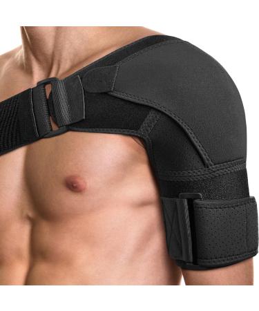 Shoulder Brace for Men Both Left and Right Arm | Pain Relief Torn Rotator Cuff Compression Support Sleeve Dislocation Stability Immobilizer Stabilizer Bursitis Injury (Black Medium) Medium Black