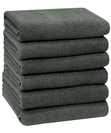 Zollner 6 Set towels in 50x100 cm - suction -strong and soft bath towels in dark gray - with a practical hanger - washable up to 60 C - cotton - hotel quality 6x towels anthracite