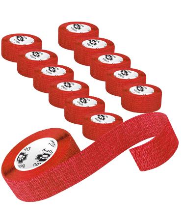 Bodhi & Digby Finger Bandage - 2.5 Centimetres Wide x 4.5 Metres Long. 12 Rolls of Red Compression Bandage Tape. Great Medical Tape Physio Tape or Vet Wrap. Red 2.5cm