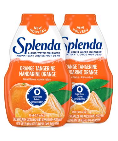 SPLENDA Liquid Water Enhancer Drops Orange Tangerine Flavor Sugar Free Concentrated Drink Mix 92mL Bottle (Pack of 2) Orange Tangerine 92 ml (Pack of 2)