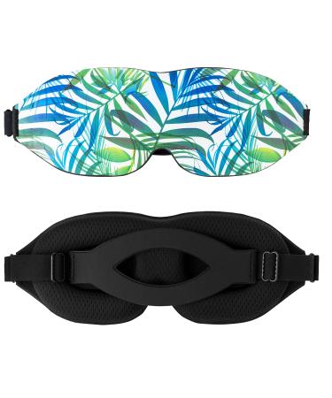 SmelloCat Sleep Eye Mask Unisex Light Blocking 3D Memory Foam Ergonomic Moisture Wicking for Travel Yoga Daylight Sleeping (Kauai Palm)