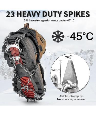 Miracol 23/24-Spikes Stainless Steel Ice Cleats for Men and Women - Anti-Slip Traction Grips for Snow Shoe, Ski, Fishing, Climbing - Black X-Large - Buy Online on GoSupps.com