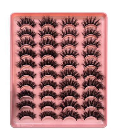 Newcally Lashes Dramatic Fluffy Fake Eyelashes 20MM Long Thick Volume False Lashes 4 Styles Mixed Curly Soft Wispy 5D Faux Mink Eye Lashes Multipack 20 Pairs