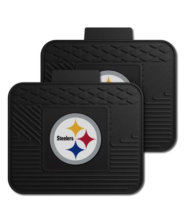FANMATS 12302 NFL Pittsburgh Steelers Back Row Utility Car Mats - 2 Piece Set, 14in. x 17in., All Weather Protection, Universal Fit, Deep Resevoir Design, Molded Team Logo