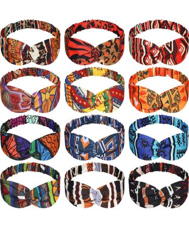 12 Pieces African Headbands Boho Print Headband Twist Knot Elastic Hair Bands Criss Cross Vintage Headband Workout Yoga Sports Hair Accessories for Women Girls - Buy Online on GoSupps.com