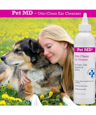 Pet MD Otic Clean Dog Ear Cleaner - 8 oz - Effective Against Infections, Itching, Controls Odor - for Cats and Dogs - Buy Online on GoSupps.com