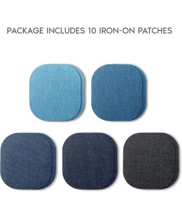 ZEFFFKA Premium Quality Denim Iron-on Jean Patches 10 Pieces Kit, Assorted Shades of Blue Black, Size 4-1/4 x 3-3/4 - Strongest Glue, 100% Cotton, for Repair & Decorating - Buy Online on GoSupps.com
