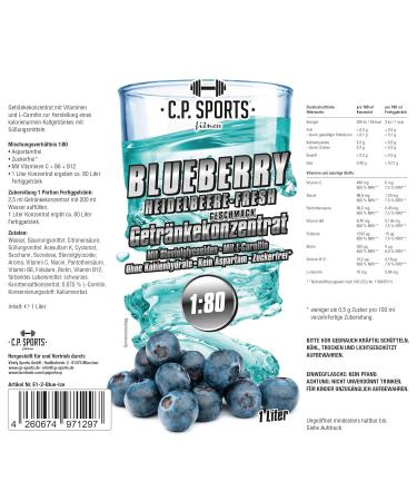 C.P.Sports Blueberry Beverage Syrup - Sugar-Free Mineral Drink Concentrate with Vitamins | 2L + Pump Donor | Perfect for Sports & Fitness - Buy Online on GoSupps.com