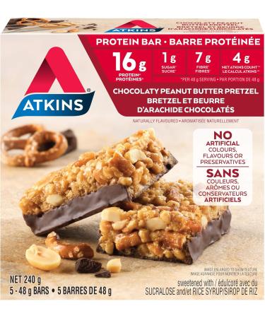Atkins Snack Bars - Caramel Chocolaty Nut Roll Low Sugar Keto-Friendly High Fibre 2g Sugar 3g Carbs 5ct & Protein Bars - Chocolaty Peanut Butter Pretzel Low Sugar Keto Friendly High Protein Caramel Chocolaty Nut Roll+Protein Bars 5ct - Buy Online on GoSupps.com