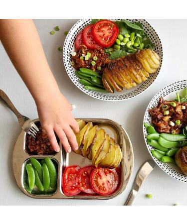 Kiddobloom Children Stainless Steel Divided Plates (2 pc) - Fun Frog Design for Mess-Free Mealtime - Buy Online on GoSupps.com