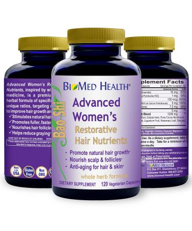 BioMed Health Hair Growth Vitamins for Women 120ct - Advanced Restorative Hair Nutrients, Promotes Hair Regrowth and Anti-Gray Hair