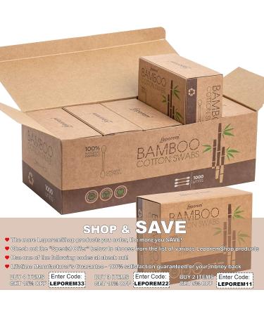 Organic Bamboo Cotton Swabs - 1000 Count | Highly Absorbent & Hygienic | Biodegradable & Recyclable | 5 Pack - Ideal for Beauty, Jewelry, Pet Care - Buy Online on GoSupps.com