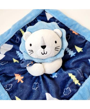 bubby boo Baby Stuffed Animal Security Blanket - Blue Lion with Rattle Head -Soft Snuggle Toy - Baby Gift - Soothing Plush Toy - Baby Lovey - Perfect Baby Gift for All Babies