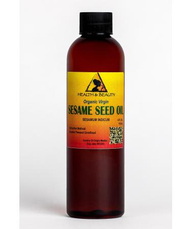 Sesame Oil Unrefined Organic Carrier Expeller Pressed Pure 4 oz 118 ml