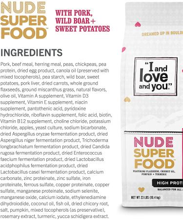 Nude Superfood Dry Dog Food - Grain Free Kibble with Probiotics & Digestive Enzymes for Dogs - Red Meat Medley 23 lb - Buy Online on GoSupps.com