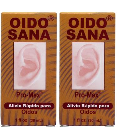 ProMex Oido Sana Ear Drying Solution Drops Helps with Swimmer's Itchy Ears Gentle and Safe Whole Family 1 fl.oz (Pack of 2)