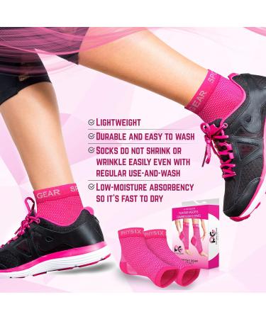 Physix Gear Plantar Fasciitis Support Compression Ankle Socks for Men & Women - Best Toeless Arch Compression Foot Sleeve for Achilles Support Heel Spurs Arch Foot & Ankle Swelling S/M-UK Mens 5-7 | Womens 2-5 1 Pair - Pink - Buy Online on GoSupps.com