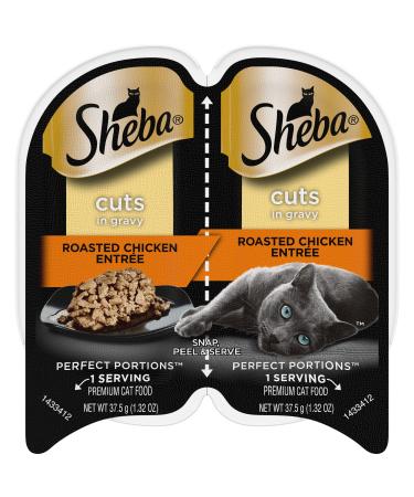 Sheba Perfect Portions Cuts in Gravy Wet Cat Food Trays Original Chicken 2.6 Ounce (Pack of 24)
