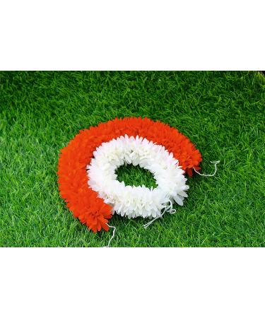 Dreams Bharatanatyam White & Orange Synthetic Jasmine Gajra - 12 inch - Buy Online on GoSupps.com