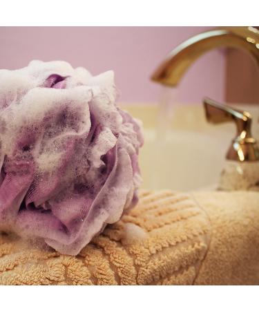 Shower Bouquet Loofah Bath Sponge Set - 2-in-1 Lace Mesh Scrubs, Large Full 60g Pouf (4 Pack Spa Colors) - Exfoliate and Cleanse Skin with Luxurious Bathing Accessories - Buy Online on GoSupps.com