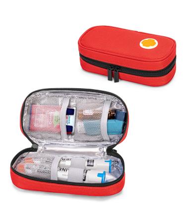 Curmio cooling bag for adrenaline adrenaline storage bag travel bag for insulin or adrenaline accessories such as AUVI-Q epipen and pill bottles.(Without accessories) red