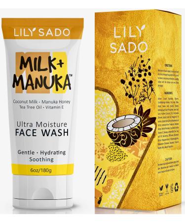 Lily Sado Milk+Manuka Coconut Milk & Manuka Honey Cream Face Cleanser   Natural Ultra Moisturizing Facial Wash Cleanses  Balances  Soothes & Hydrates - Reduces Pores & Blackheads that Cause Acne - 5oz