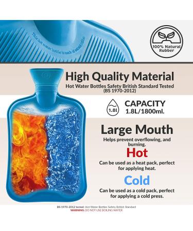 Buy Durable 1.8L Rubber Hot Water Bottles - 2 & 3 Pack Heat Bottles for Adults & Kids | International Shipping - Buy Online on GoSupps.com