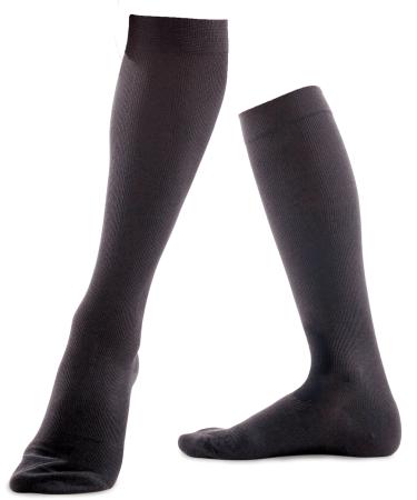 Knee high socks UNISEX with cotton SPORT/airplane flying 18-21 mmHg compression BLACK X-Large XL/ 44-46