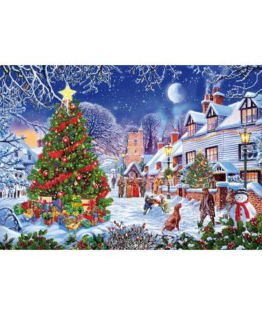 SYNHOK DIY Oil Paint by Numbers for Adults and Kids, Painting by Number Kits,Acrylic Drawing Paintwork with 16x20 Inch Canvas for Beginners(Snow Street) Christmas street without frame 16"Wx20"L