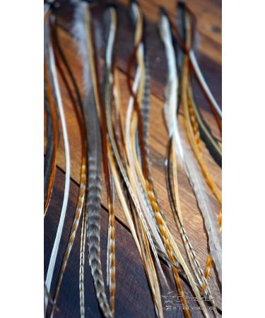 5 Natural Tone Feather Extensions + 1 Light Grey Wide Extension - International Shipping Available - Buy Online on GoSupps.com